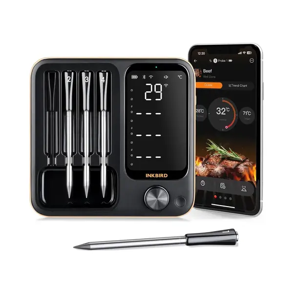 Inkbird Int-14-Bw Luxe Draadloze Vleesthermometer Met 4 Sondes Voor Oven, Keuken, Barbecue, WiFi Bluetooth Bbq Thermometer Met App, Waterdicht, 2025 thumbnail