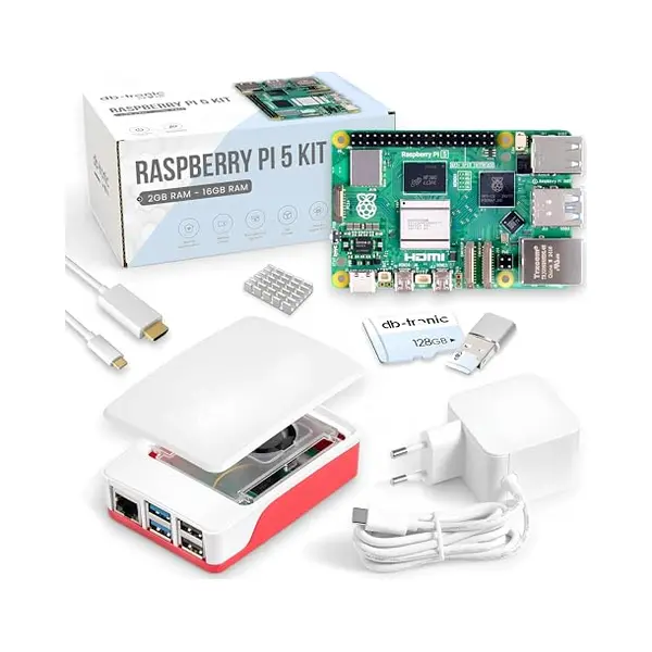 db-tronic Raspberry Pi 5 8 Gb Starterset, Editie 128 Gb, Officiële Stroomvoorziening 27 W, Officiële Behuizing Met Ventilator, Micro-Hdmi-kabel 4K 1 M, thumbnail