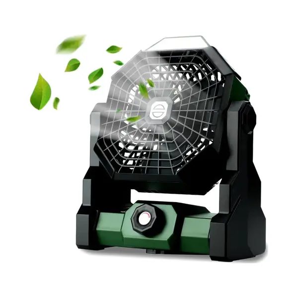 Oplaadbare Draagbare Camping Ventilator Met Led Lantaarn, 270° Rotatie, 8 Snelheden, Dubbele Motor, Usb-C, Accu Voor Camping & Reizen, Groen thumbnail