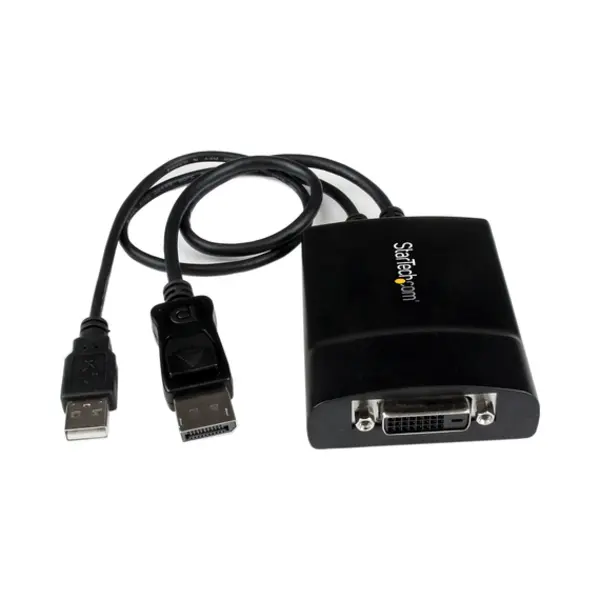 StarTech.com DisplayPort to Dvi Dual Link Active Adapter - DisplayPort to Dvi-D Adapter Video Converter 2560x1600 60Hz - Dp 1.2 to Dvi Monitor - Usb Powered - Latching Dp Connector thumbnail