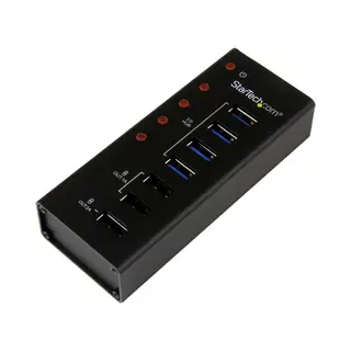 StarTech.com 4 Port Usb 3.0 Hub plus 3 Dedicated Usb Charging Ports (2 x 1A & 1 x 2A) - Wall Mountable Metal Enclosure~4 Port Usb 3.0 Hub (5Gbps) plus 3 Dedicated Usb Charging Ports (2 x 1A & 1 x 2A) - Wall Mountable Metal Enclosure
