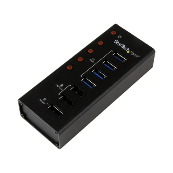 StarTech.com 4 Port Usb 3.0 Hub plus 3 Dedicated Usb Charging Ports (2 x 1A & 1 x 2A) - Wall Mountable Metal Enclosure~4 Port Usb 3.0 Hub (5Gbps) plus 3 Dedicated Usb Charging Ports (2 x 1A & 1 x 2A) - Wall Mountable Metal Enclosure thumbnail