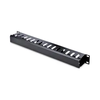 StarTech.com Horizontaler 1HE Rack Finger Kabelkanal mit Abdeckung - 19" Netzwerk/serverschrank Finger Kabelführung Panel - geschlitzter Kabelkanal mit Abdeckung
