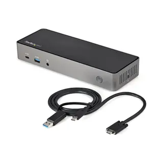 StarTech.com Usb-C & Usb-A Dock - Hybrid Universal Triple Monitor Laptop Docking Station DisplayPort & Hdmi 4K 60Hz - 85W Power Delivery, 6x Usb Hub, GbE, Audio - Usb 3.1 Gen 2 10Gbps - Taa
