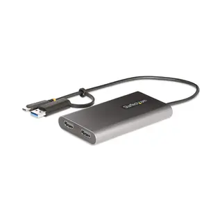 StarTech.com Usb-C to Dual-Hdmi Adapter - Usb-C or A to 2x Hdmi - 4K 60Hz - 100W Power Delivery Pass-Through - 1ft (30cm) Built-in Cable - Usb to Hdmi Multi-Monitor Converter for Laptop - Taa