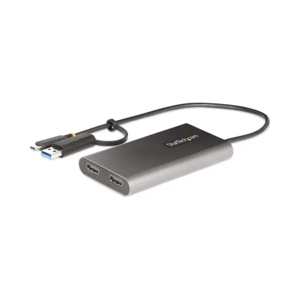 StarTech.com Usb-C to Dual-Hdmi Adapter - Usb-C or A to 2x Hdmi - 4K 60Hz - 100W Power Delivery Pass-Through - 1ft (30cm) Built-in Cable - Usb to Hdmi Multi-Monitor Converter for Laptop - Taa thumbnail