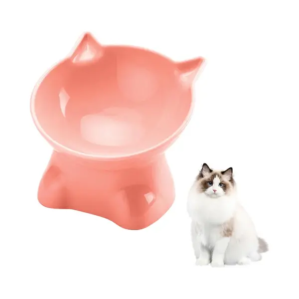 Katten Voerbak- Met Kattenkopjes Vorm - Kattenvoerstation - Bak Voor Katten - Verhoogde Voerbak - Met 15° Kantelontwerp - Voerbak Kat - Voor Voer En thumbnail
