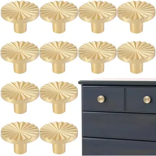 12 Geborsteld Gouden Kastgrepen - 37×37×20 Mm - Platte Messing Ladegrepen - Geschikt Voor Keukens, Kasten, Badkamers, Dressoirs, Garderobekasten -