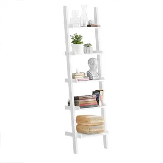 Sobuy - Modern 5-tier Bookcase Wood Storage Shelves White , frg17-w