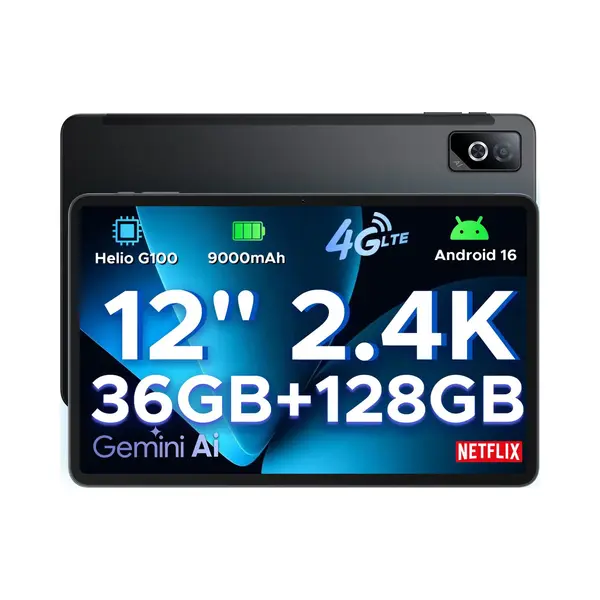 Doogee Tab G6 Pro – 12 Inch Tablet – 9000 MAh/18 W – 36 Gb Ram + 128 Gb Rom – Android 16 – Gemini Ai – 2, 4K 90 Hz Ips – Helio thumbnail