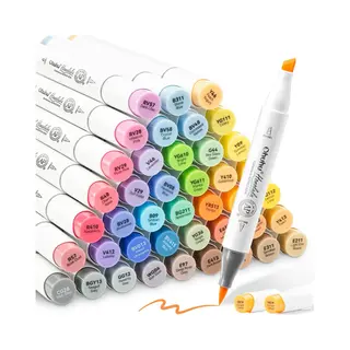 Ohuhu Honolulu 48 Mid-tone Kleuren Alcohol Art Markers Brush & Chisel - Grijs/groen Etui