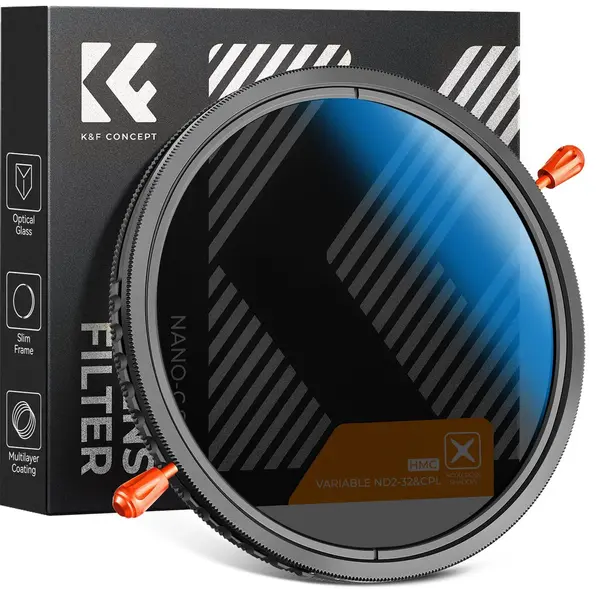 K&F Concept 77MM 2 In 1 Cpl+Variable ND2ND32 Lens Filter 18Layers Blue Coated, Without Black Cross (C Series), Objektivfilter, Blau thumbnail