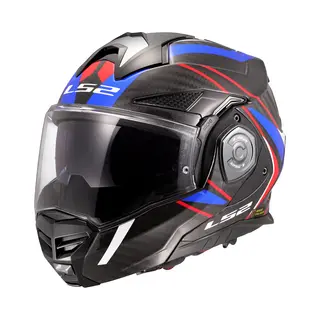 LS2, Modularer Motorradhelm Advant X Carbon Future Ii Gloss White Blue, Xxl