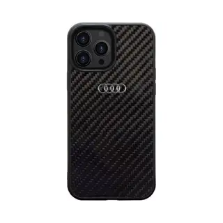 Audi Carbon Fiber Back Case - Geschikt Voor Apple IPhone 14 Pro Max (6.7") - Zwart