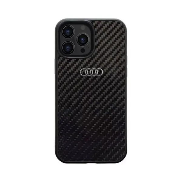 Audi Carbon Fiber Back Case - Geschikt Voor Apple IPhone 14 Pro Max (6.7") - Zwart thumbnail