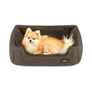 Feandrea Hundebett, Hundekissen In Leinenoptik, Hundekorb, Erhöhte Ränder, Rutschfeste Unterseite, Bezug Abnehmbar Waschbar, M, Für Kleine Hunde,