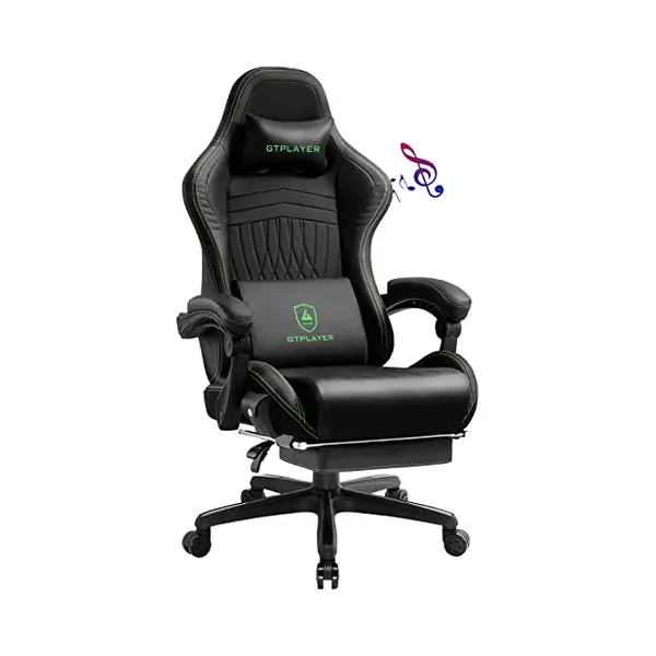 Gtplayer Gaming Stuhl, Ergonomischer Gaming Sessel Schreibtischstuhl Pc Gamer Racing Stuhl Mit Fußstütze Lautsprecher Musik Bürostuhl Bis 150kg thumbnail
