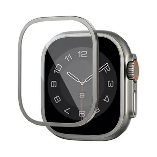 WiWu Easy Install Gehard Glazen Screenprotector Met Rand Voor De Apple Watch Series 7-9 - 45 Mm - Zilver
