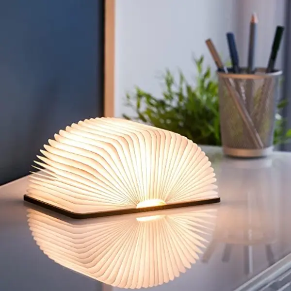 Gingko Design Smart Booklight Mini – Natural Walnut Wood, Usb‑Rechargeable, 360° Magnetic Led Table/Night Light thumbnail