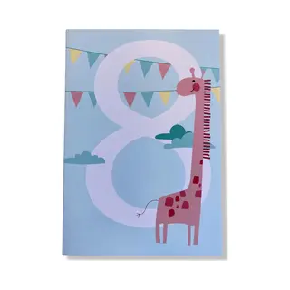 Cards & Crafts Hoera 8 Jaar! Luxe Verjaardagskaart - 12x17cm - Gevouwen Wenskaart Inclusief Envelop - Leeftijdkaart
