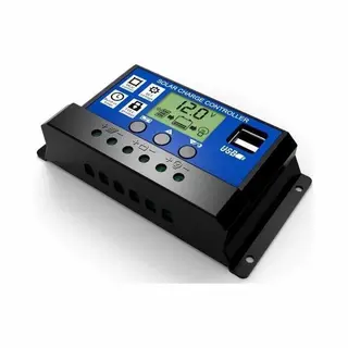 20A Dc 12V - 24V Pwm Solar Laadregelaar Met Lcd En 5V Usb