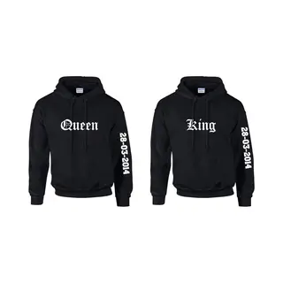 Livingstickers Hoodie Set Koppel King En Queen-Cadeau Valentijn Verjaardag-Trui Met Capuchon-Maat Xxl
