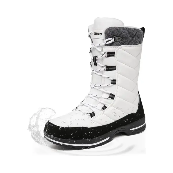 Geweo Winter Sneeuwlaars Dames - Waterdichte Sneeuwlaarzen - Winter Fleece Gevoerd Warme Winterlaarzen - Snowboots Antislip Outdoor - Wit - Maat 41 thumbnail