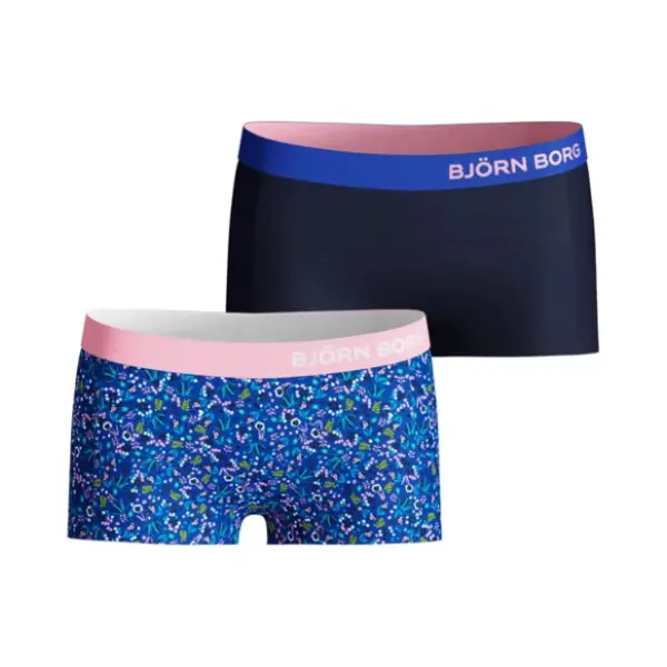 Björn Borg Bjorn Borg La Tiny Flower Meisjes Minishort - 2pack - Blauw - Maat 146 thumbnail