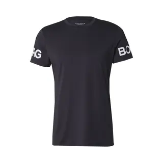 Björn Borg Sportshirt Heren Korte Mouw - Zwart/Wit - Gerecycled Polyester - Maat L