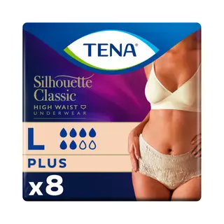 Tena Silhouette Classic Underwear High Waist Blanc Plus L - 8 Stuks