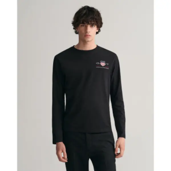 Gant For Man. 2004058 Medium Archive Shield T-shirt Black (M), Casual, Cotton, Long Sleeve thumbnail