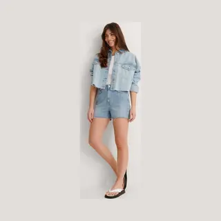 Na-Kd Raw Hem Denim Vrouwen Jeans - Light Blue - Maat Eu 38