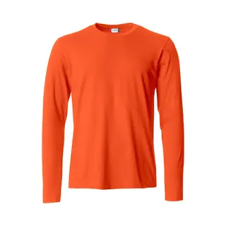 Clique Basic T L/S T-shirt Met Lange Mouwen Voor Heren, Katoenen Jersey, Elastische Kraag, Zweetband, Slim Fit, Oranje, L