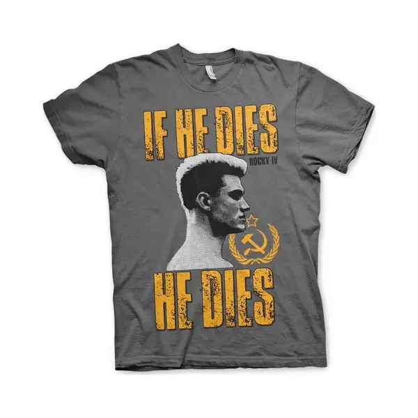 Hybris Rocky Heren Tshirt -L- If He Dies, He Dies Grijs thumbnail