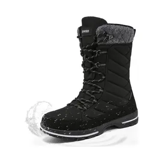 Geweo Winter Sneeuwlaars Dames - Waterdichte Sneeuwlaarzen - Winter Fleece Gevoerd Warme Winterlaarzen - Snowboots Antislip Outdoor - Zwart - Maat 38