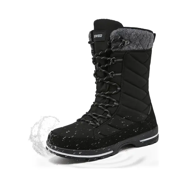 Geweo Winter Sneeuwlaars Dames - Waterdichte Sneeuwlaarzen - Winter Fleece Gevoerd Warme Winterlaarzen - Snowboots Antislip Outdoor - Zwart - Maat 38 thumbnail