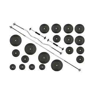 Pretorians 90kg Halterset Gewichtenset Fitness Dumbbell Inc 90 Kg Gewichten + 2 Dumbbell Stangen 45cm + Halterstang Recht 180cm + Curl Stang 120cm