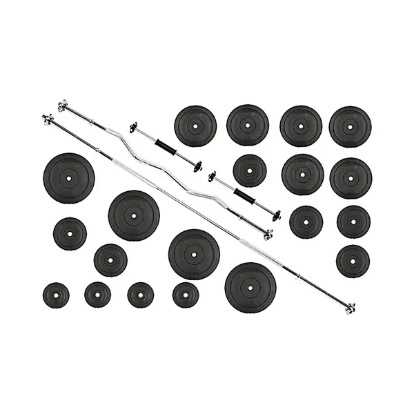 Pretorians 90kg Halterset Gewichtenset Fitness Dumbbell Inc 90 Kg Gewichten + 2 Dumbbell Stangen 45cm + Halterstang Recht 180cm + Curl Stang 120cm thumbnail