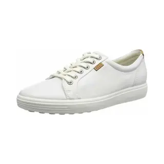 Ecco Soft 7 Lace White Leather Womens Trainers 430003-01007 In A Plain Leather In Size 37