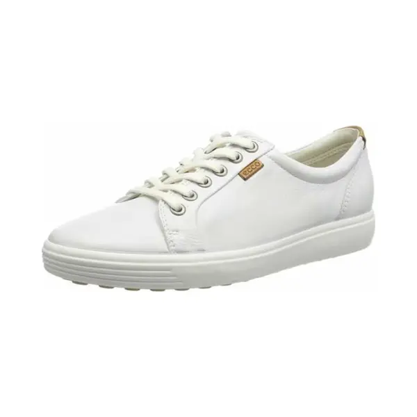 Ecco Soft 7 Lace White Leather Womens Trainers 430003-01007 In A Plain Leather In Size 37 thumbnail