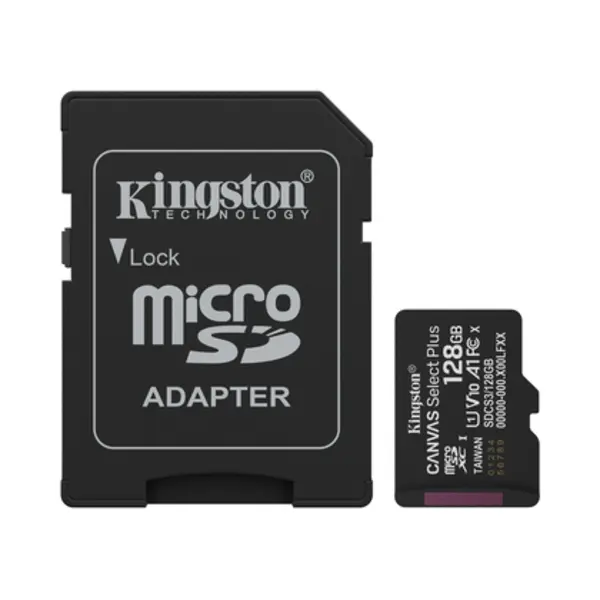 Kingston Technology 128GB microSDXC Canvas Select Plus Gen3 150MB/s A1 Card + Adapter thumbnail