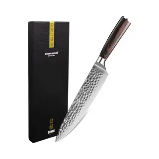 Shinrai Japan Shinrai Knives - Koksmes 20 Cm - Koksmes - Rvs Staal Mes - Hammered Rvs - Met Luxe Geschenkdoos - Keukenmes - Japans Hakmes