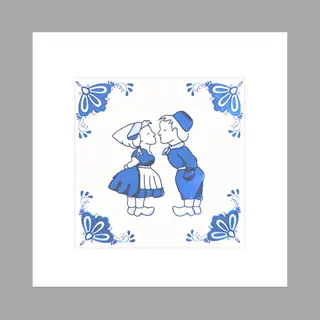 Sluitsticker - Sluitzegel – Delfts Blauw - Delftsblauw - Holland / Nederland - Kusje -Museum - Koekjes - Bakkerij - Taart - Gebak - Koeken - Markt |