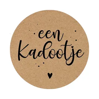 Sluitsticker - Sluitzegel – Een Kadootje – Kraft Naturel - Zwart - Polkadot - Dots - Hartje - Hart| Moederdag | Verjaardag - Presentje | Envelop