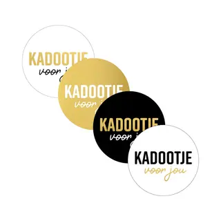 Kerst / Sint - Sluitsticker - Kadootje Voor Jou - 4 Assorti - Sluitzegel – Kadosticker – Moederdag | Zwart- Wit - Goud | Moeder - Mama | Bedank