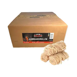 GrillKing.nl GrillKing Houtwol Aanmaakkrullen Premium - Ca. 420 Stuks 5kg Voordeeldoos - Aanmaakwokkels -lange Brandduur - Bbq & Haard