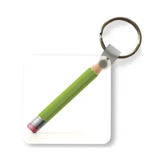 Sleutelhanger - Uitdeelcadeautjes - Een Illustratie Van Een Groen Potlood Met Een Gum - Plastic