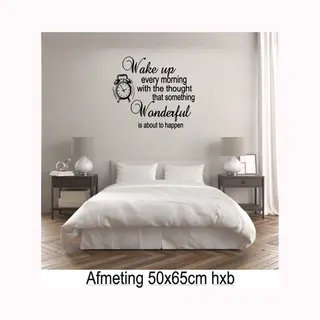 Muur Sticker Wake Up - Wonderful -Sleeping Kleur Zwart - Spreuken - Quote - Spreuk - Deuren - Woonkamer - Slaapkamer- Hal - Muur- Decoratie