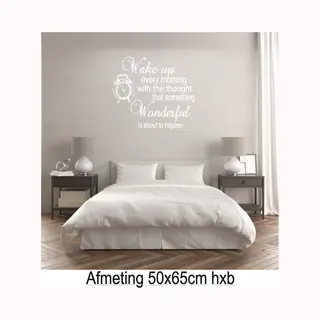 Muur Sticker Wake Up - Wonderful -Sleeping Kleur Wit - Spreuken - Quote - Spreuk - Deuren - Woonkamer - Slaapkamer- Hal - Muur- Decoratie