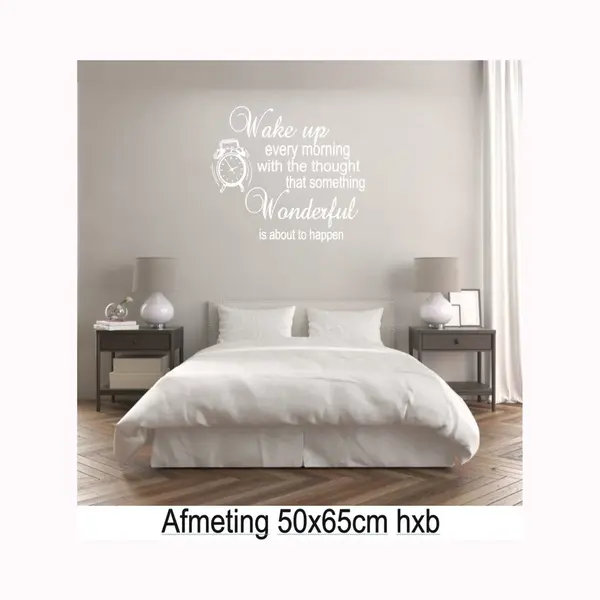 Muur Sticker Wake Up - Wonderful -Sleeping Kleur Wit - Spreuken - Quote - Spreuk - Deuren - Woonkamer - Slaapkamer- Hal - Muur- Decoratie thumbnail